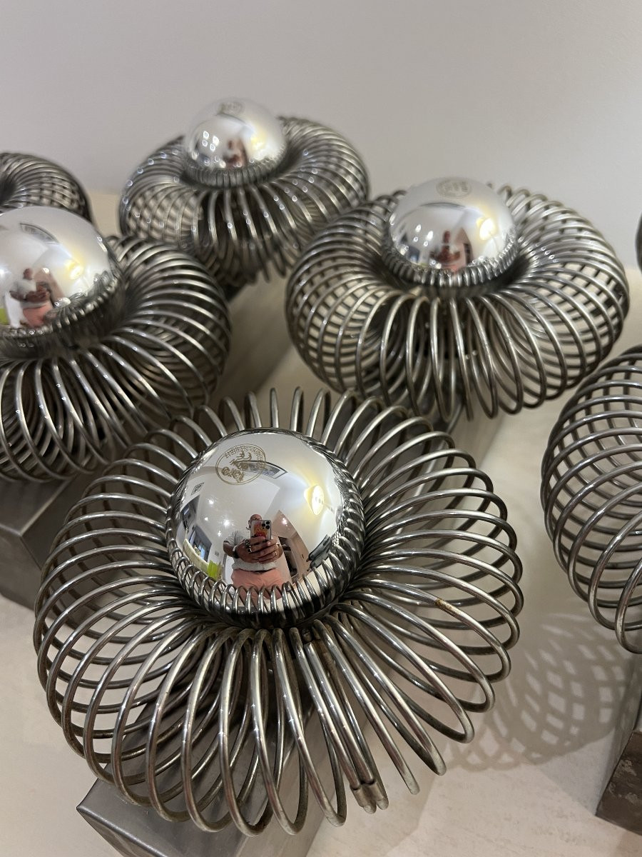 Ensemble de 5 appliques doubles à ressort de Andréa Lazzari vintage 1960-photo-3