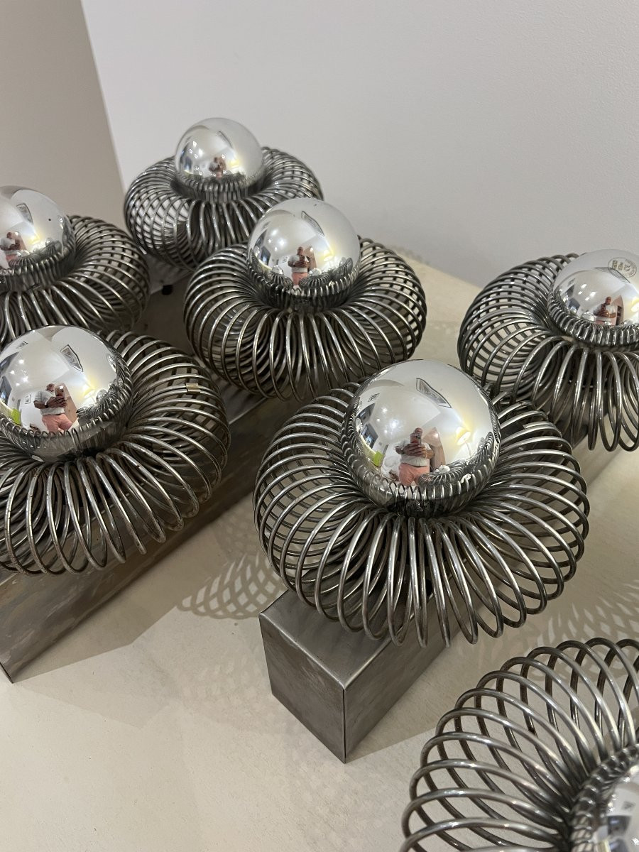 Ensemble de 5 appliques doubles à ressort de Andréa Lazzari vintage 1960-photo-4