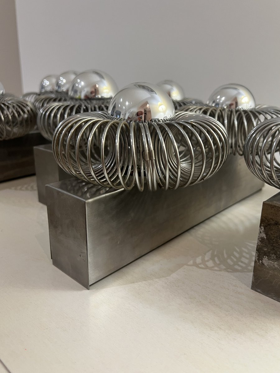 Ensemble de 5 appliques doubles à ressort de Andréa Lazzari vintage 1960-photo-5