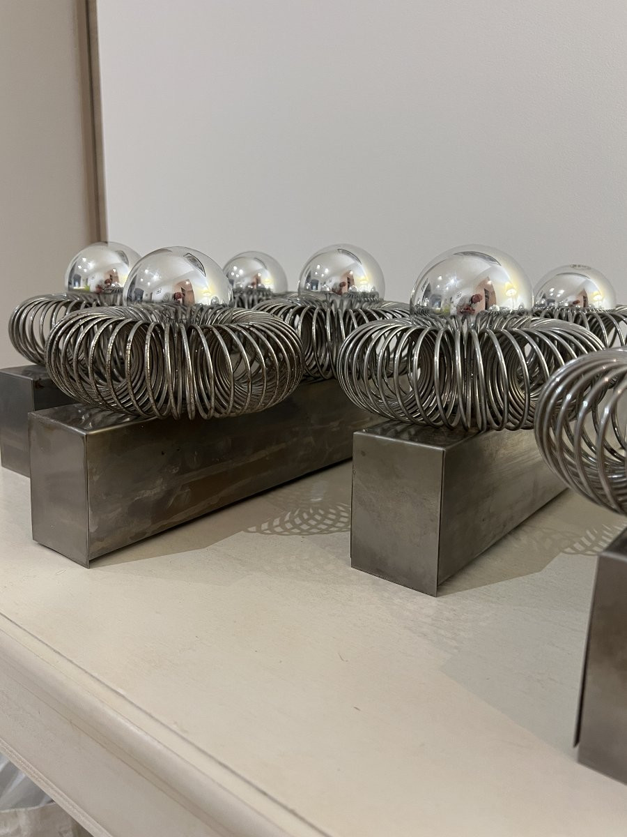 Ensemble de 5 appliques doubles à ressort de Andréa Lazzari vintage 1960-photo-6