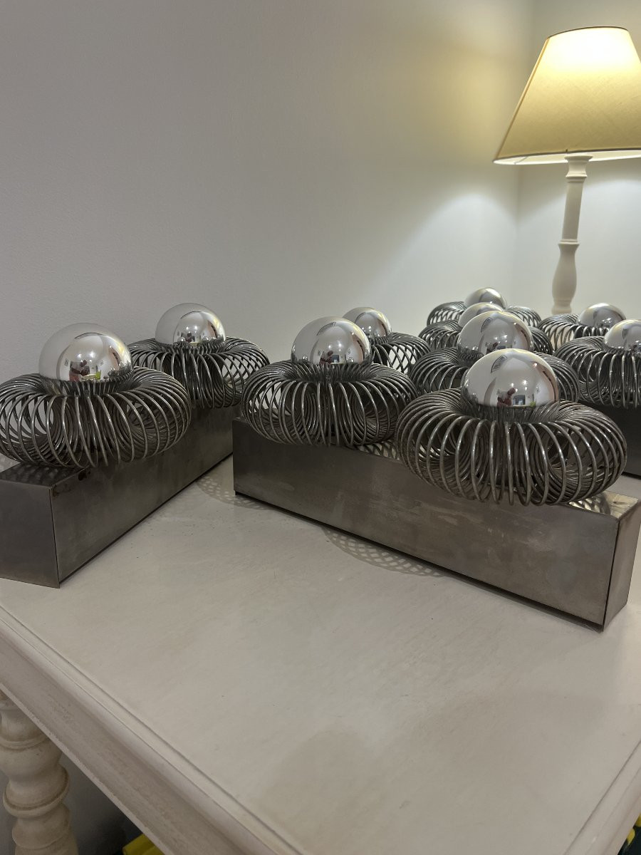 Ensemble de 5 appliques doubles à ressort de Andréa Lazzari vintage 1960-photo-7