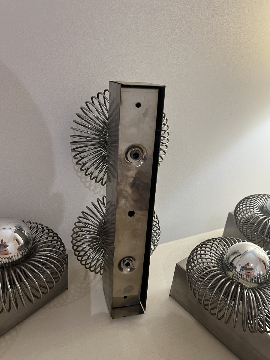 Ensemble de 5 appliques doubles à ressort de Andréa Lazzari vintage 1960-photo-8