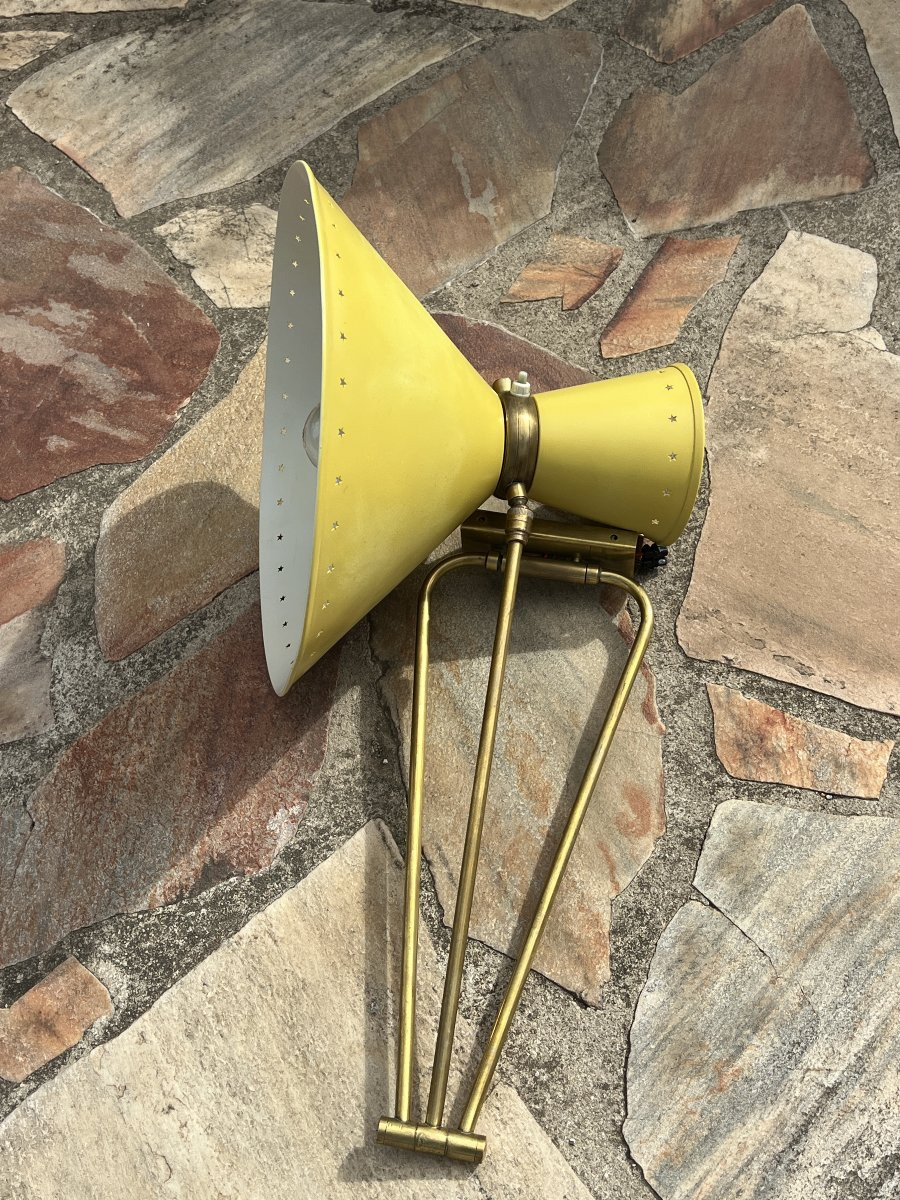 Applique potence Diabolo lunel jaune style René Mathieu Guariche tôle étoiles-photo-2