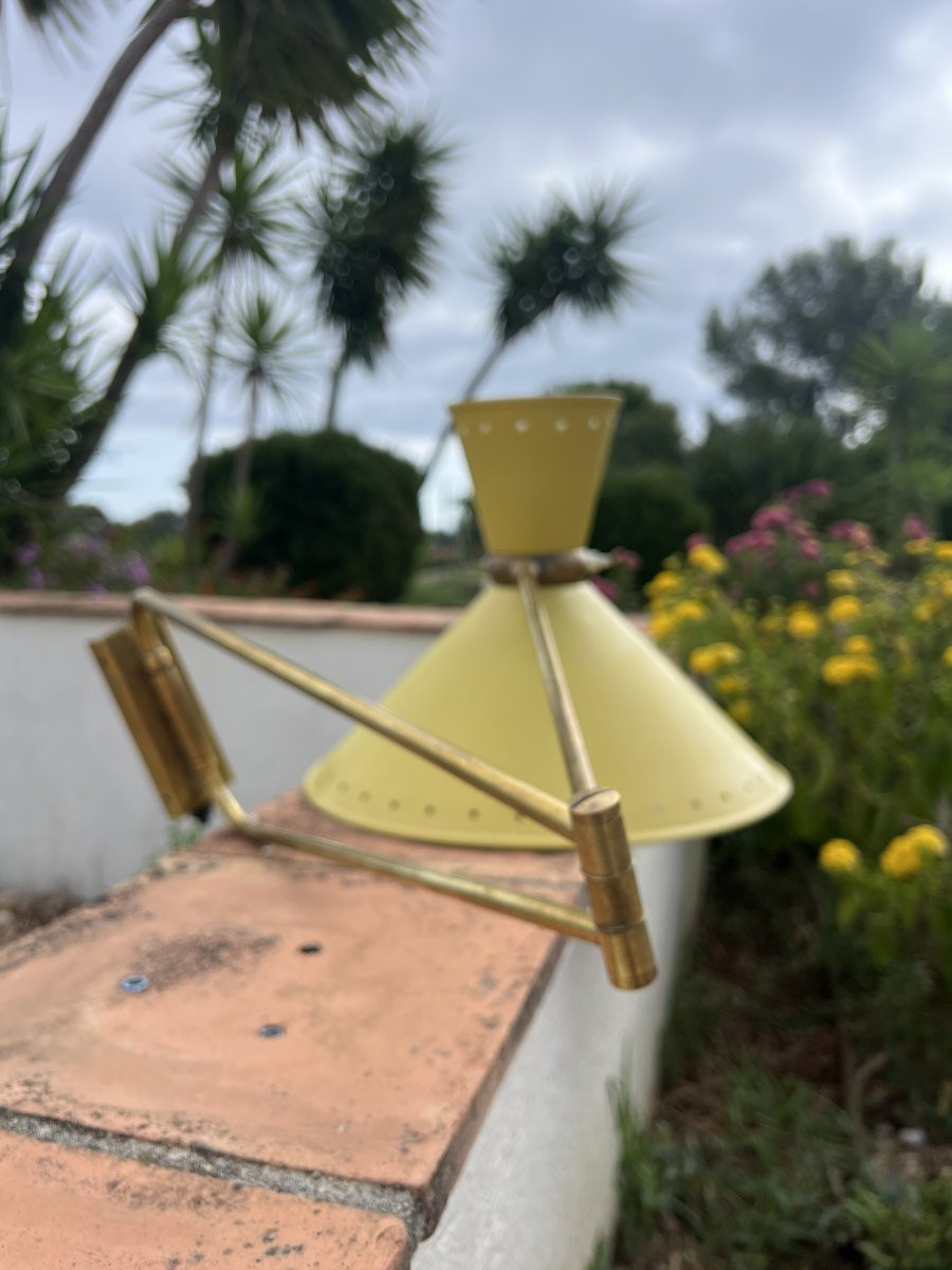 Applique potence Diabolo lunel jaune style René Mathieu Guariche tôle étoiles-photo-2