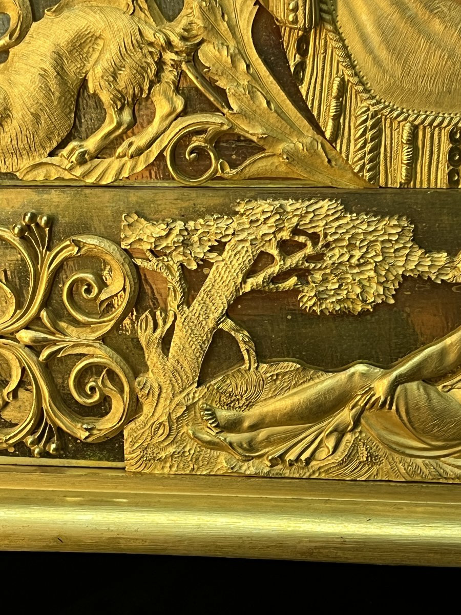 Rocquet à Paris, pendule en bronze doré au mercure, style Empire du XVIIIe siècle, jeu de dame-photo-3