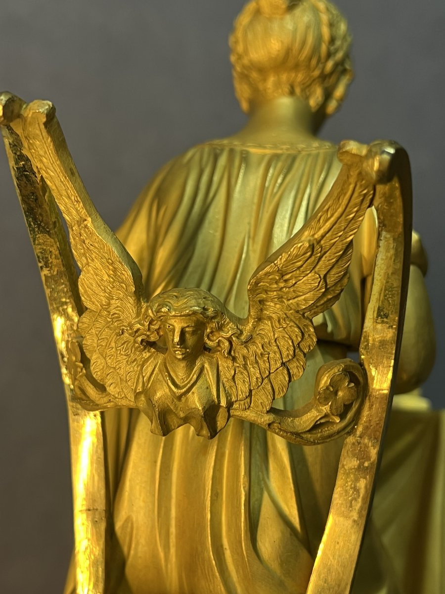 Rocquet à Paris, pendule en bronze doré au mercure, style Empire du XVIIIe siècle, jeu de dame-photo-7