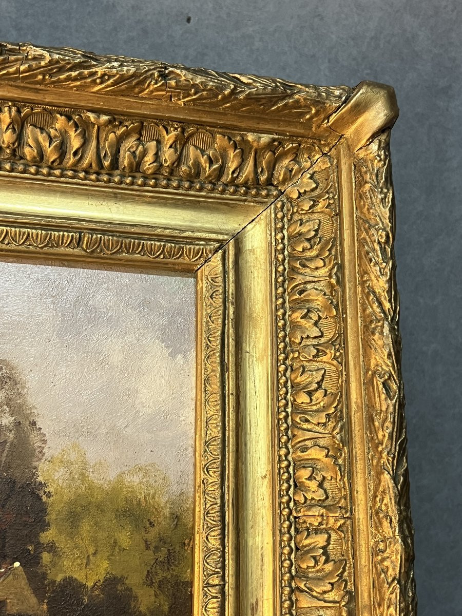 Eugène Galien-Laloue, signé sous le pseudo A. Languinais, huile sur panneau décor champêtre-photo-7