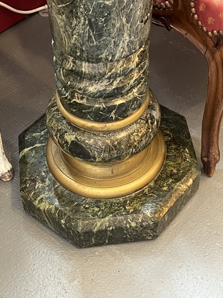 Grande colonne en marbre de portor et ornement en laiton doré, époque XIXe siècle-photo-2