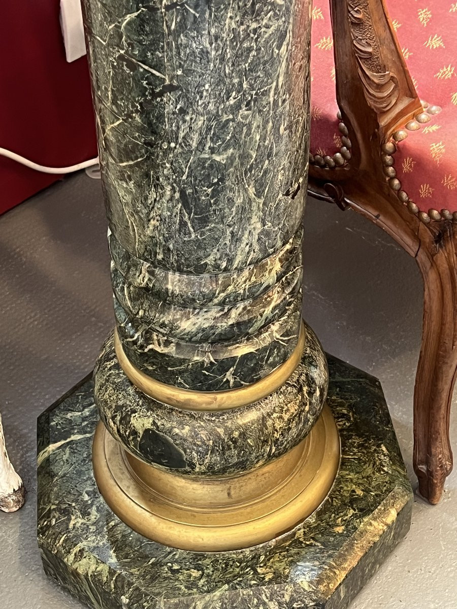 Grande colonne en marbre de portor et ornement en laiton doré, époque XIXe siècle-photo-3