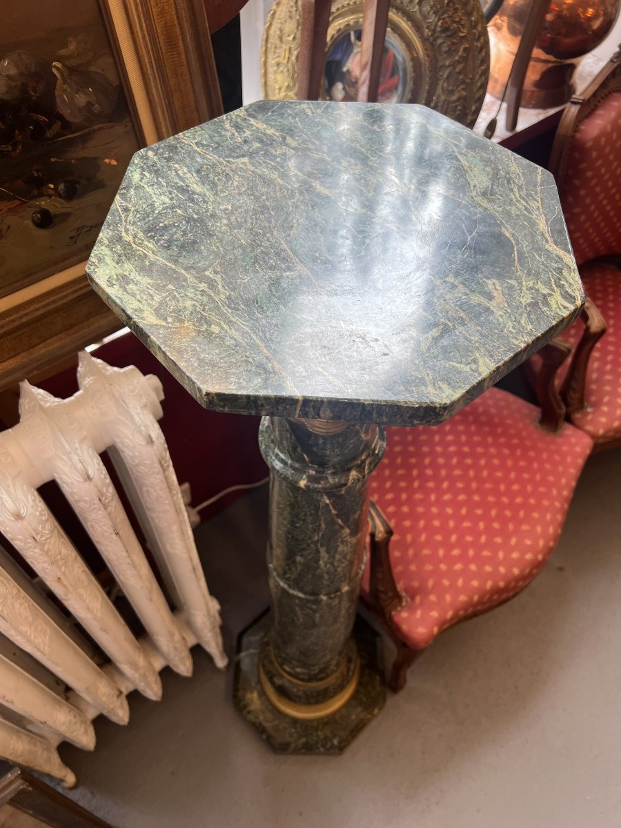 Grande colonne en marbre de portor et ornement en laiton doré, époque XIXe siècle-photo-6