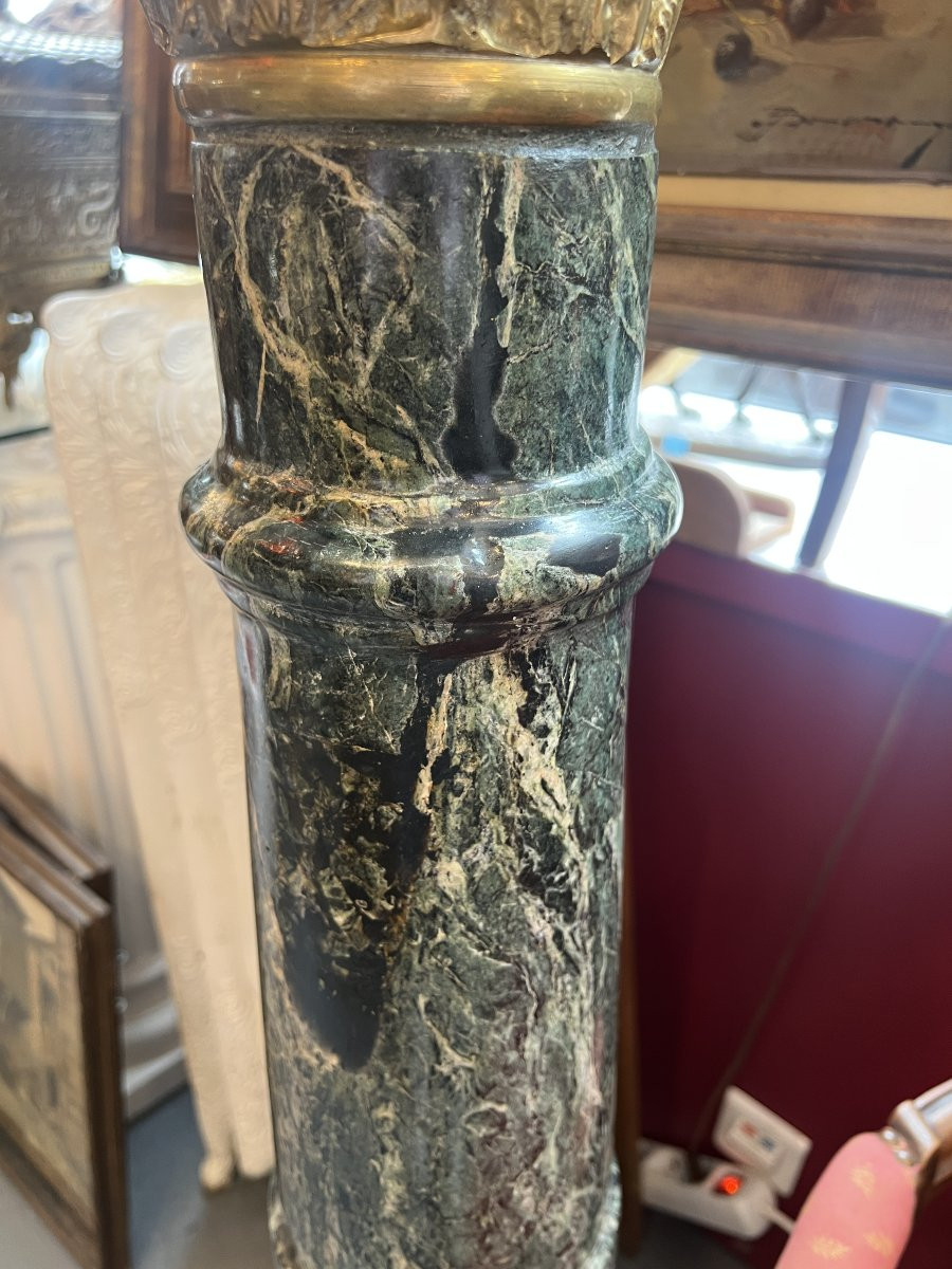 Grande colonne en marbre de portor et ornement en laiton doré, époque XIXe siècle-photo-8