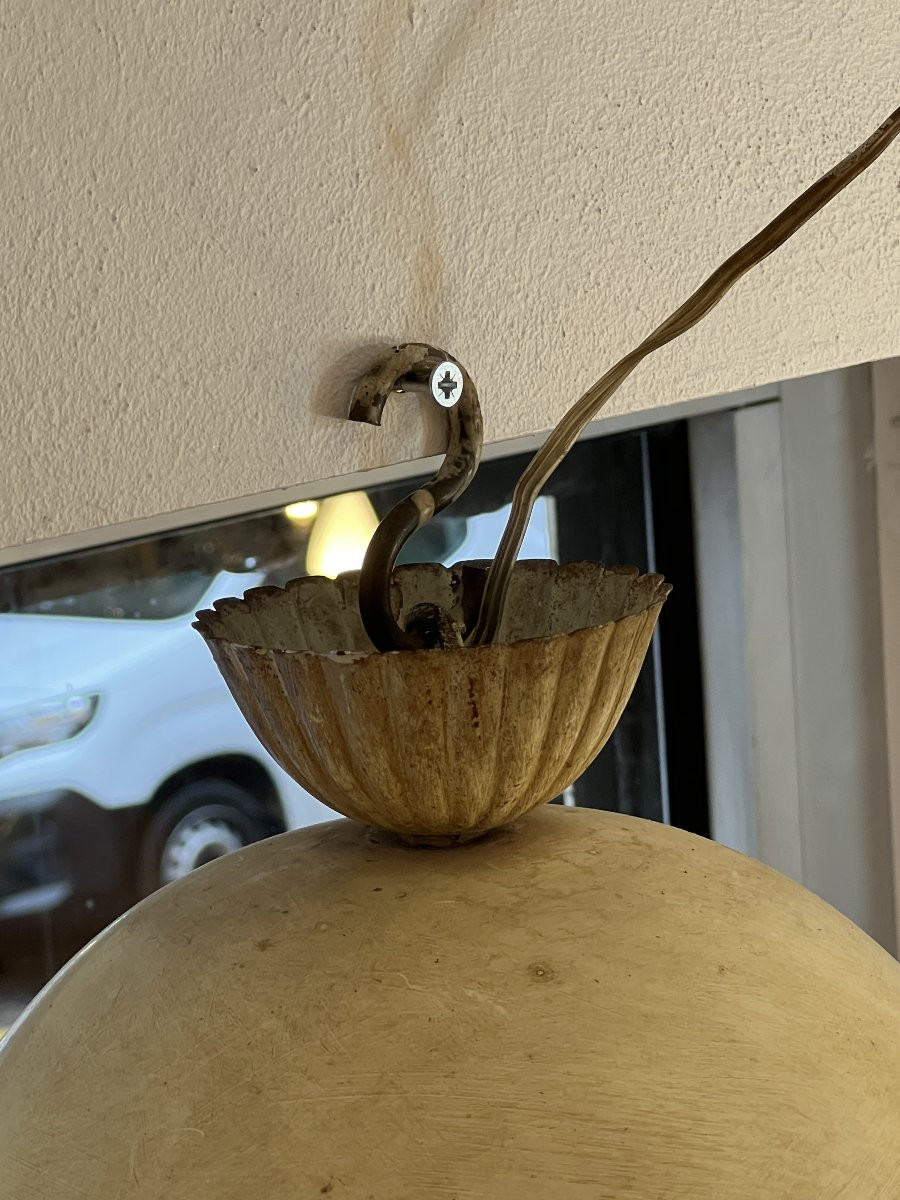 Petite lustre montgolfière en tôle peinte commémorative de la Révolution française années 50-photo-5