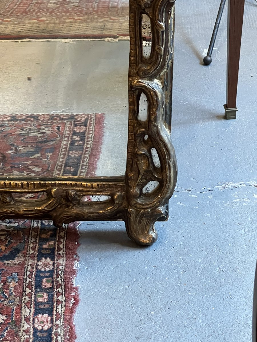 Mirror With Carved And Patinated Gilded Wood, 17th Century, 103 X 70 Cm-photo-1