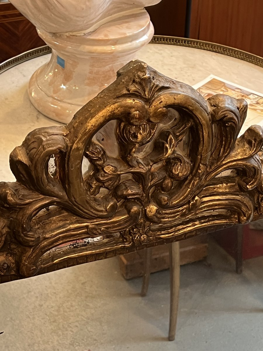 Mirror With Carved And Patinated Gilded Wood, 17th Century, 103 X 70 Cm-photo-5