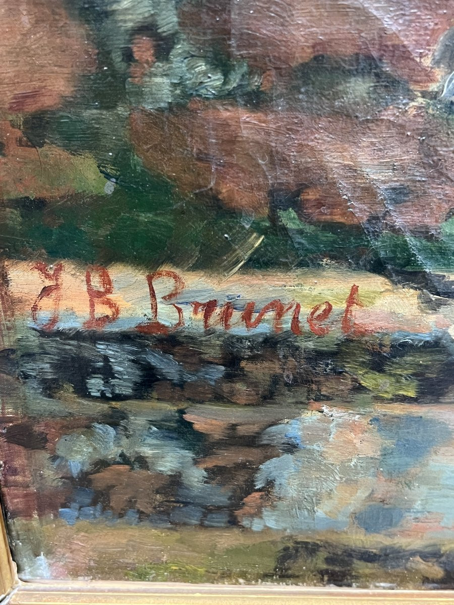 Grand tableau de château, huile sur toile, portrait d’enfant sous la IIIᵉ République, JB Brunet-photo-5