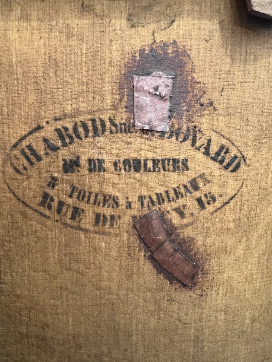 Grand tableau de château, huile sur toile, portrait d’enfant sous la IIIᵉ République, JB Brunet-photo-8