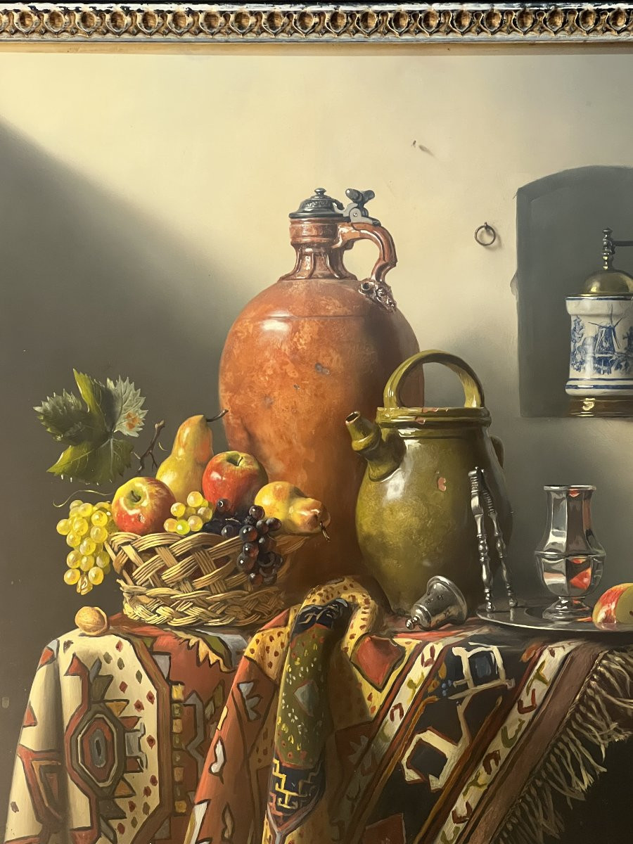 Pierre RASER " 1953 " peinture sur cuivre représentant une nature morte avec un vrai réalisme -photo-2