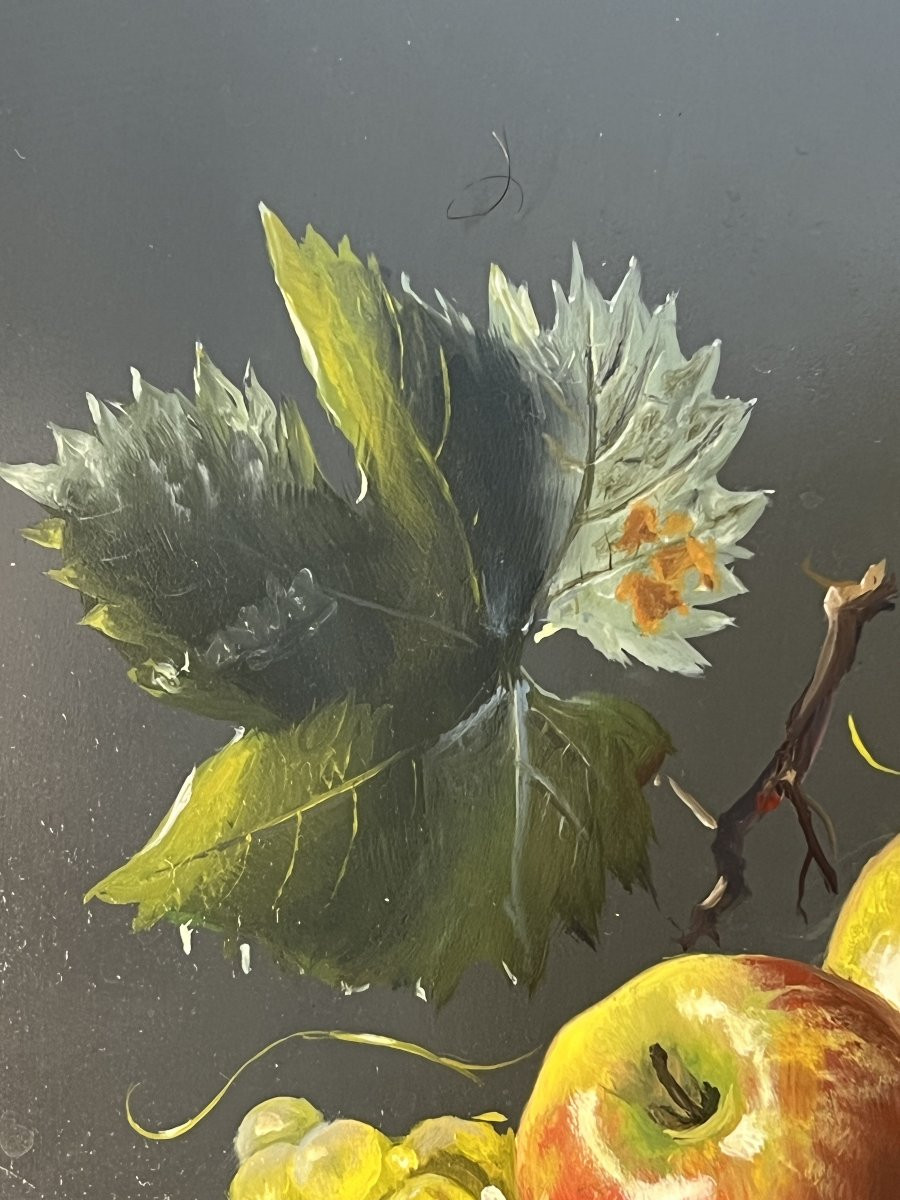 Pierre RASER " 1953 " peinture sur cuivre représentant une nature morte avec un vrai réalisme -photo-3