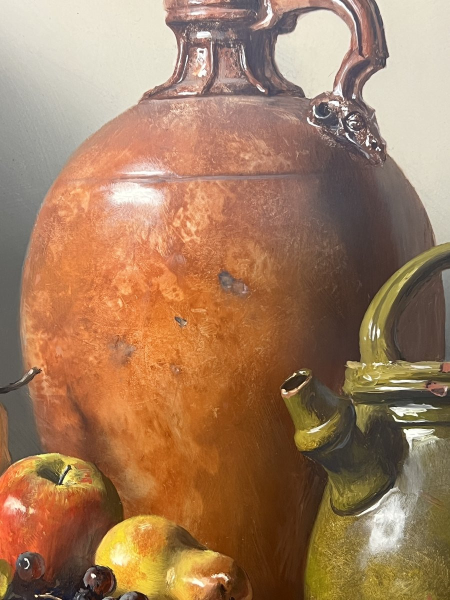 Pierre RASER " 1953 " peinture sur cuivre représentant une nature morte avec un vrai réalisme -photo-1