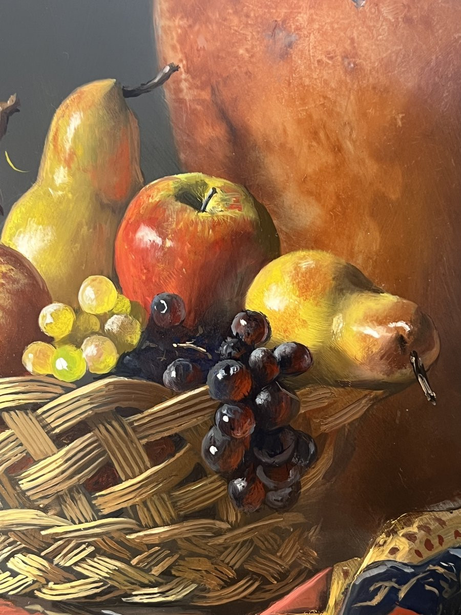 Pierre RASER " 1953 " peinture sur cuivre représentant une nature morte avec un vrai réalisme -photo-2