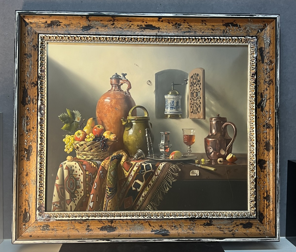 Pierre RASER " 1953 " peinture sur cuivre représentant une nature morte avec un vrai réalisme