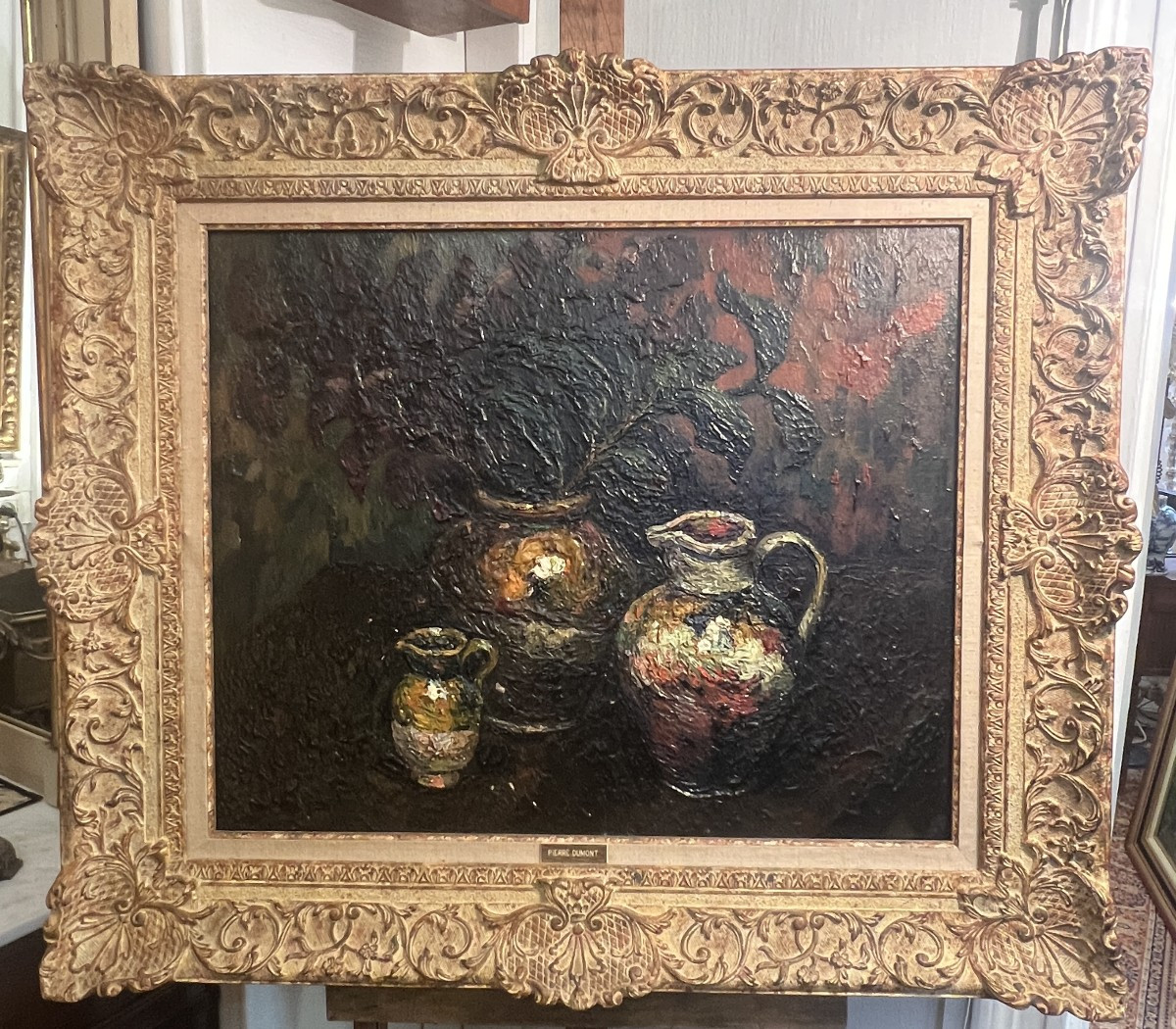 Grande Œuvre de Pierre Jean Dumont (1884-1936), nature morte et cadre Montparnasse  