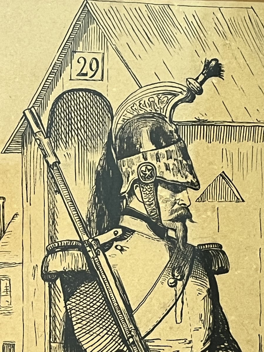 Nicolas-toussain Charlet, Drawing Of A Soldier In Brown Wash, Military Scene-photo-3