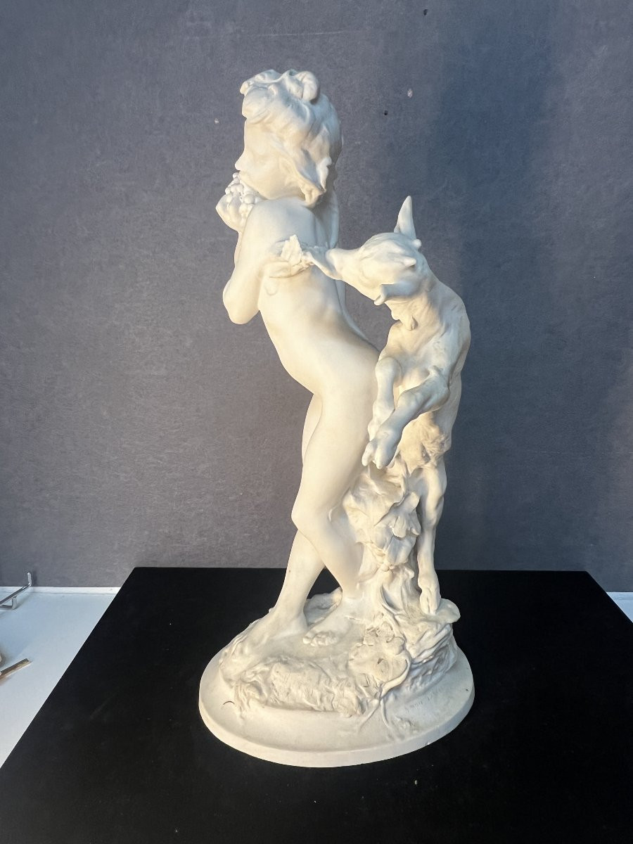 Raoul Larche (1860 - 1912), Sèvres Porcelain Biscuit Group "gourmandes"-photo-5