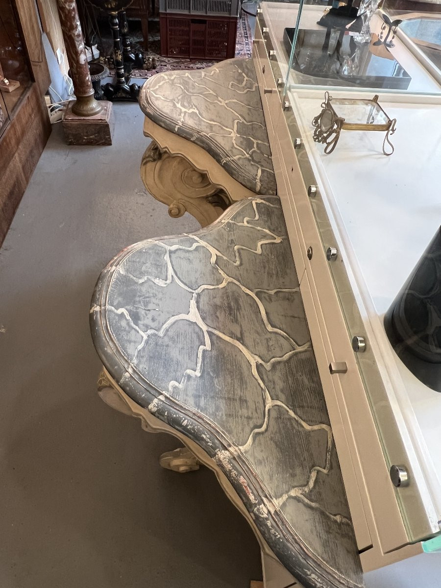 Pair Of Antique Carved Wooden Wall Brackets, Decorated With Scrolls, 20th Century-photo-3