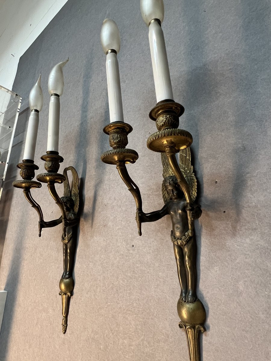 Pair Of First Empire Period Wall Sconces, A Refined Example Of Early 19th-century French Art -photo-5