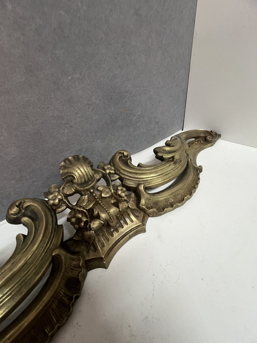 Pair Of Solid Bronze Fireplace Andirons, 19th Century, Louis XV Style, Decorated With Putti -photo-4
