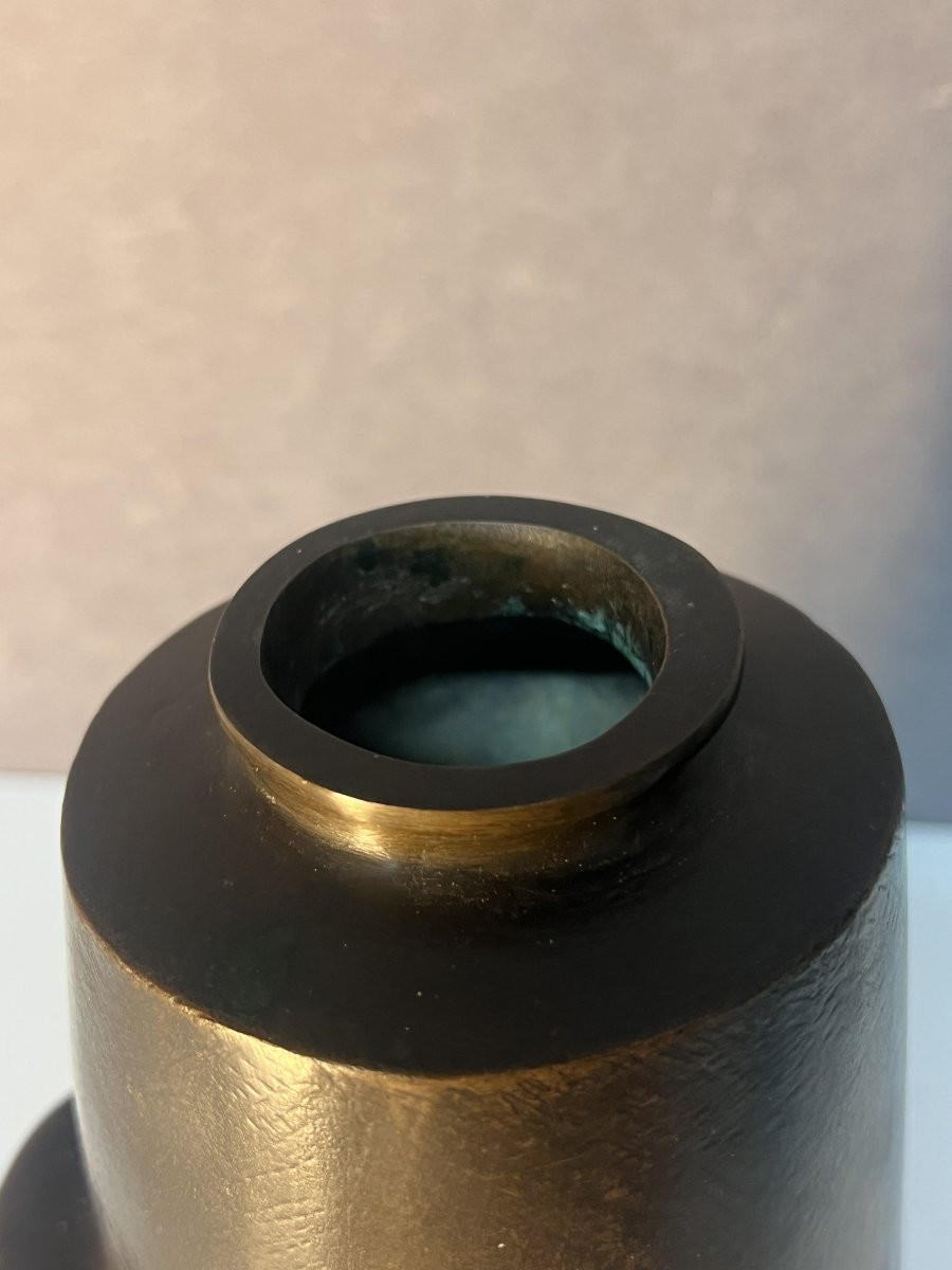 Art Deco Vase In Solid Bronze By Alfredo Biagini (1886-1952), Decorated With Lionesses-photo-6