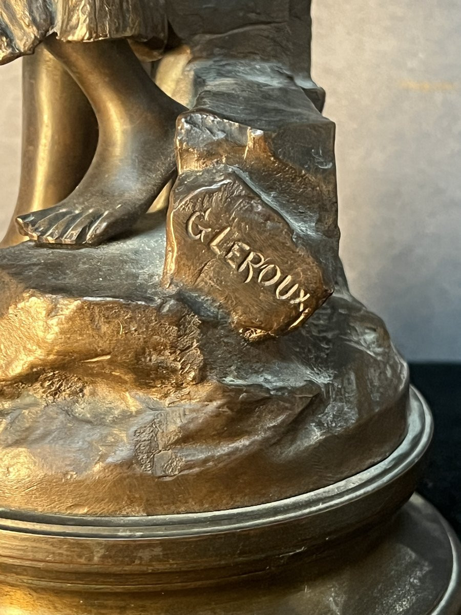 Rebeca, Jeune fille Arabe, sculpture en bronze signé de Gaston Leroux (1854-1942), Hauteur 45cm-photo-5