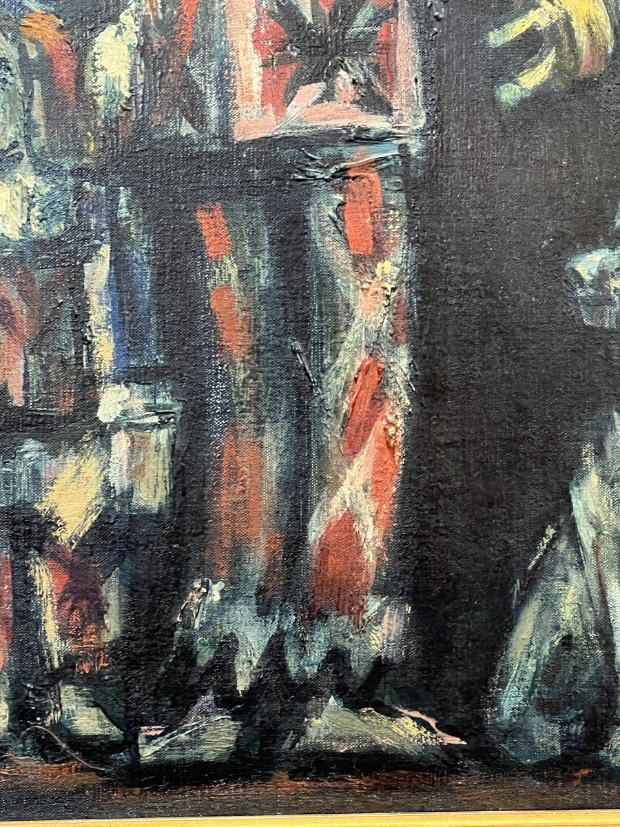 Painting By Pedro Flores (1897-1967), Highly Regarded, Violinist And His Child-photo-1