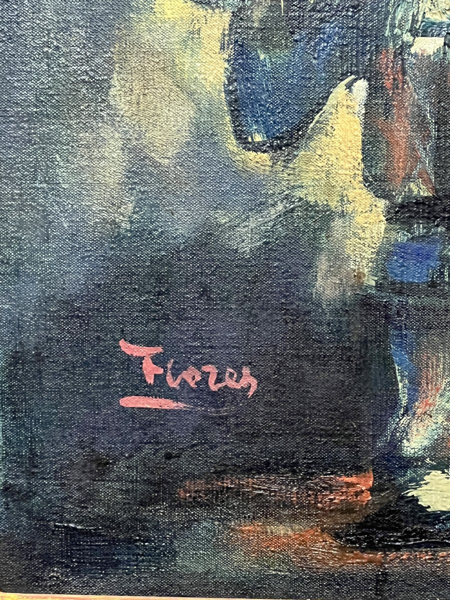 Painting By Pedro Flores (1897-1967), Highly Regarded, Violinist And His Child-photo-5