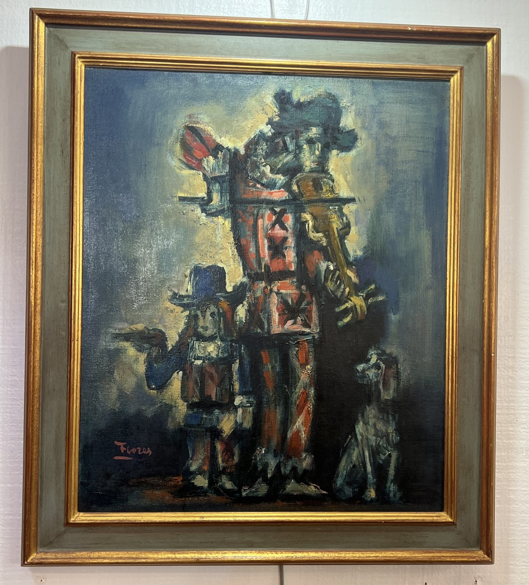 Painting By Pedro Flores (1897-1967), Highly Regarded, Violinist And His Child