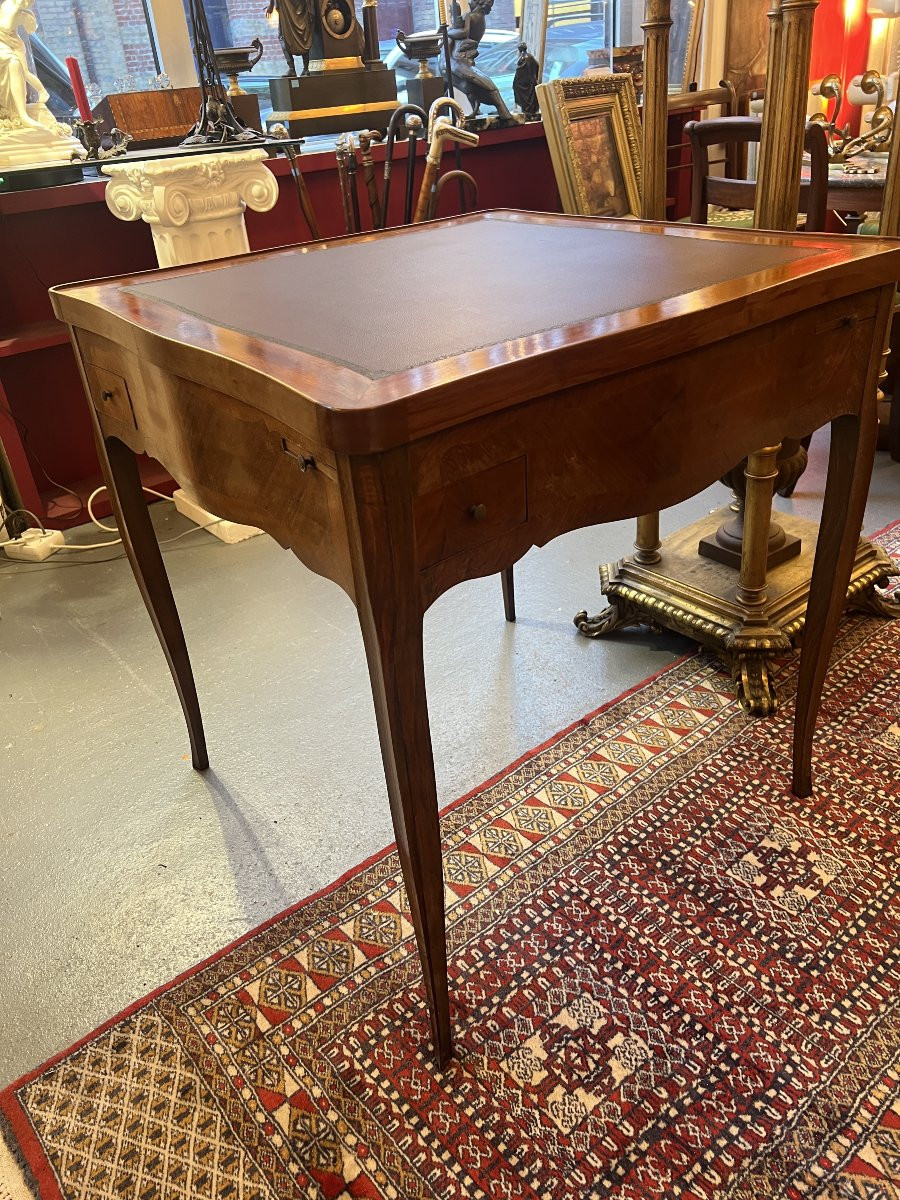 Late 19th Century Louis XV Style Double-topped Gaming Table, Veneered Wood, Cabriole Legs-photo-3