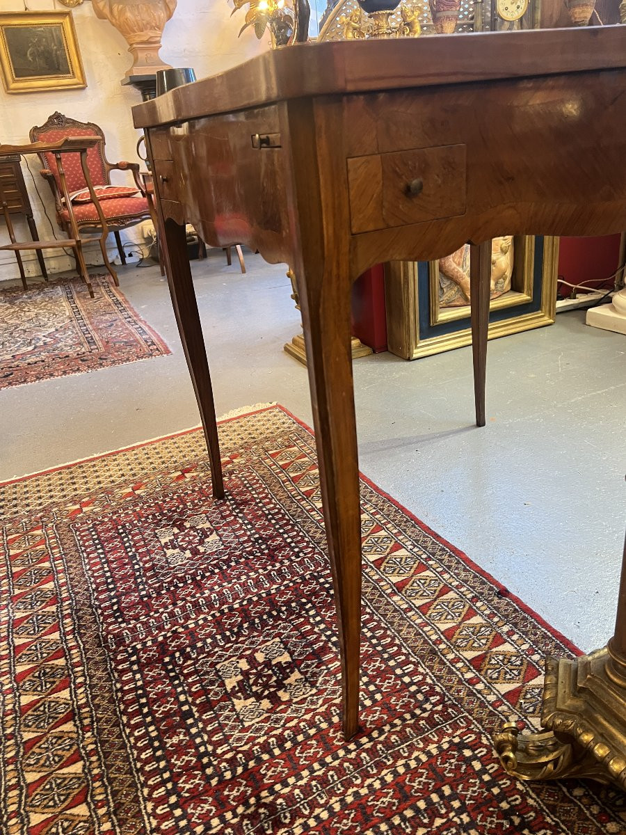 Late 19th Century Louis XV Style Double-topped Gaming Table, Veneered Wood, Cabriole Legs-photo-7