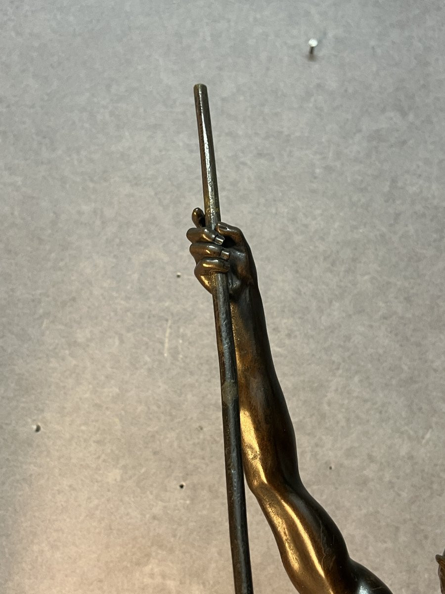 Allegory Of Strength, Ernest Justin Ferrand (1846-1932), Bronze Sculpture, 71 Cm-photo-3