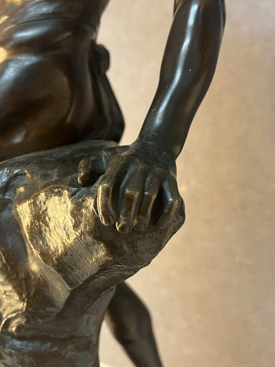 Allegory Of Strength, Ernest Justin Ferrand (1846-1932), Bronze Sculpture, 71 Cm-photo-1