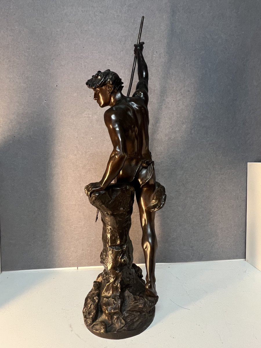 Allegory Of Strength, Ernest Justin Ferrand (1846-1932), Bronze Sculpture, 71 Cm-photo-5