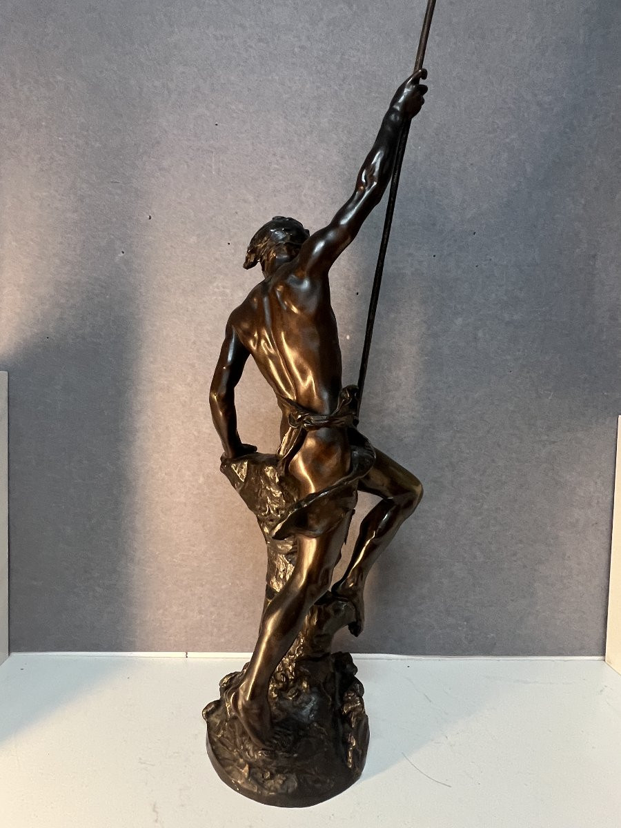 Allegory Of Strength, Ernest Justin Ferrand (1846-1932), Bronze Sculpture, 71 Cm-photo-6