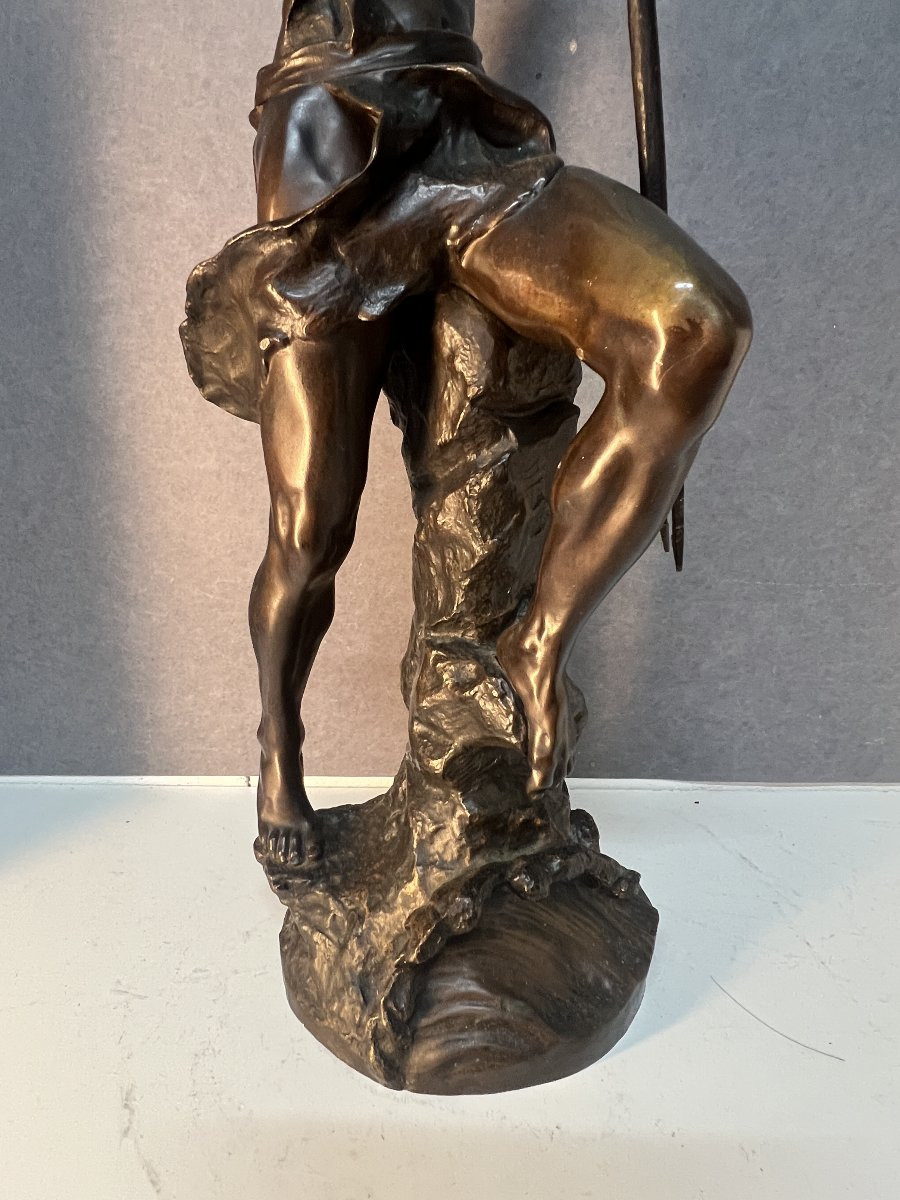 Allegory Of Strength, Ernest Justin Ferrand (1846-1932), Bronze Sculpture, 71 Cm-photo-7