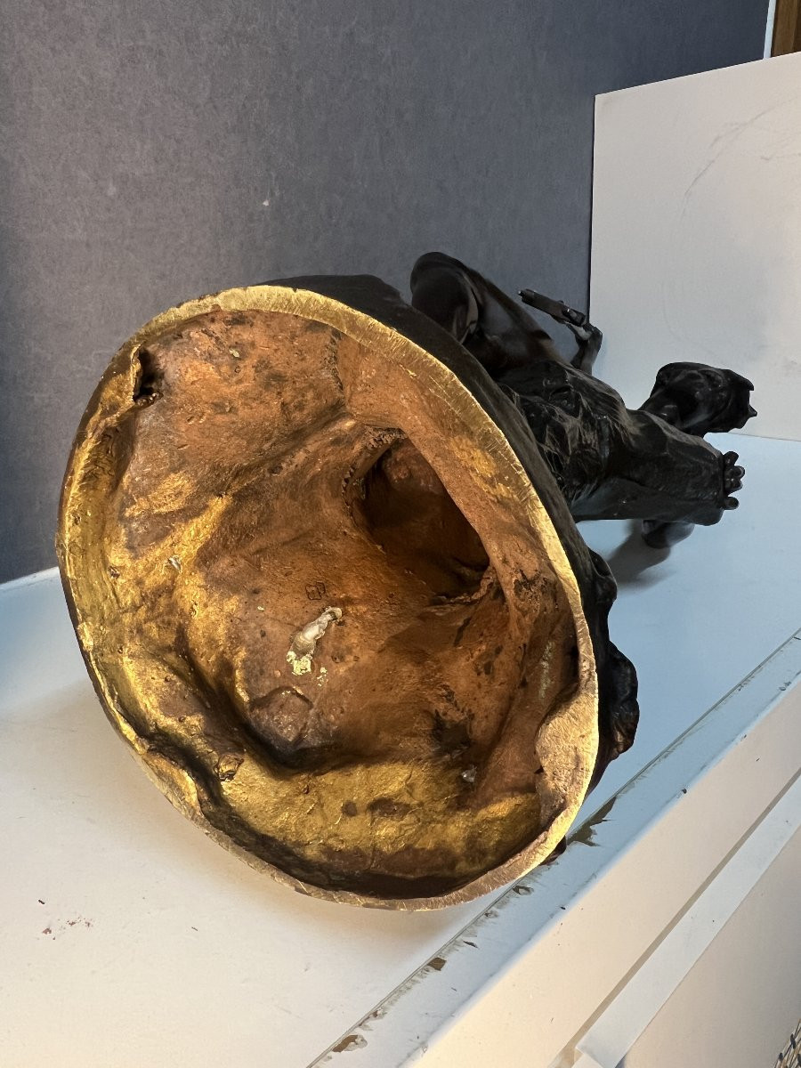 Allegory Of Strength, Ernest Justin Ferrand (1846-1932), Bronze Sculpture, 71 Cm-photo-8