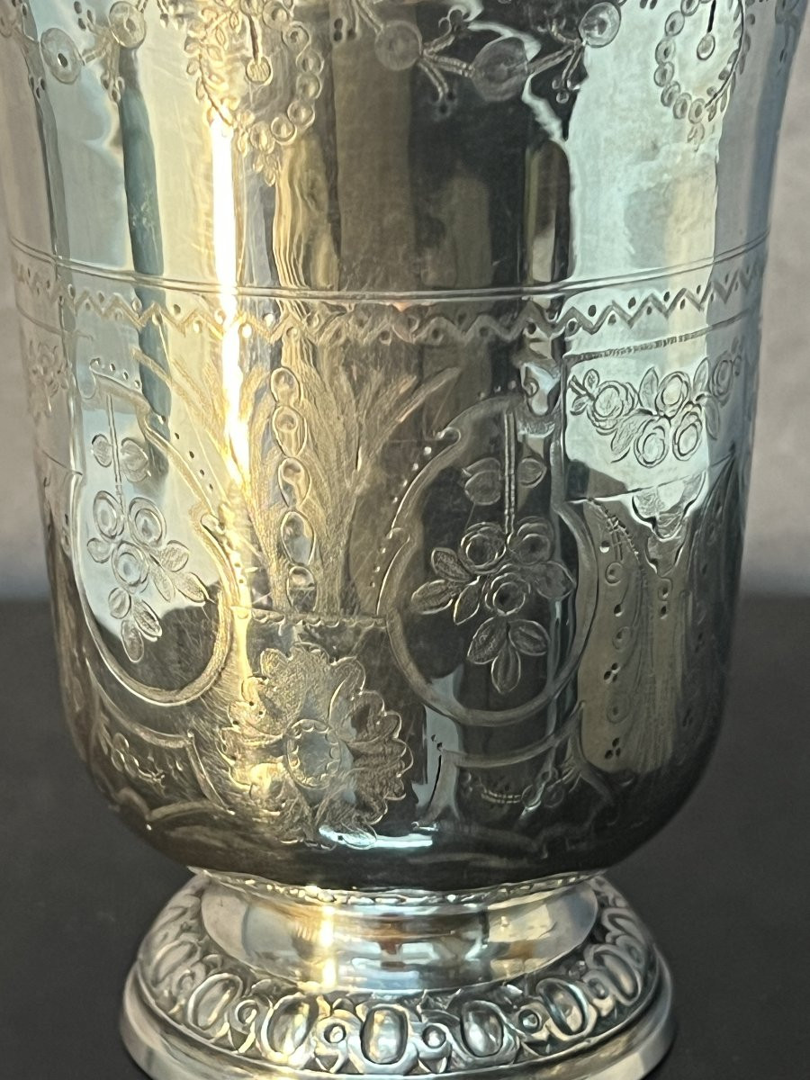 18th-century Solid Silver Pedestal Cup, Rooster, Paris, Silversmith Belin, Height 12 Cm, Weight 136 Grams-photo-1