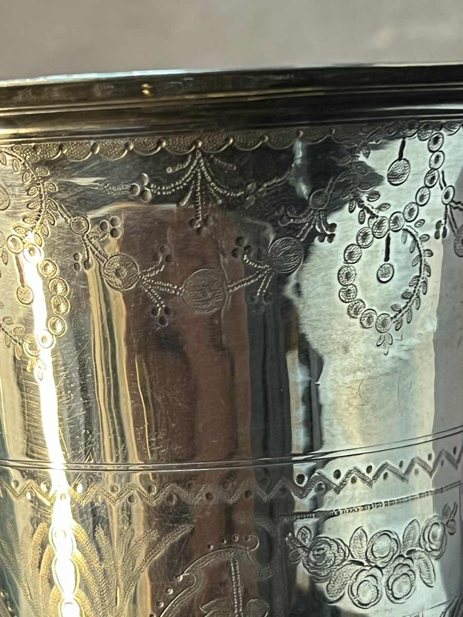 18th-century Solid Silver Pedestal Cup, Rooster, Paris, Silversmith Belin, Height 12 Cm, Weight 136 Grams-photo-3