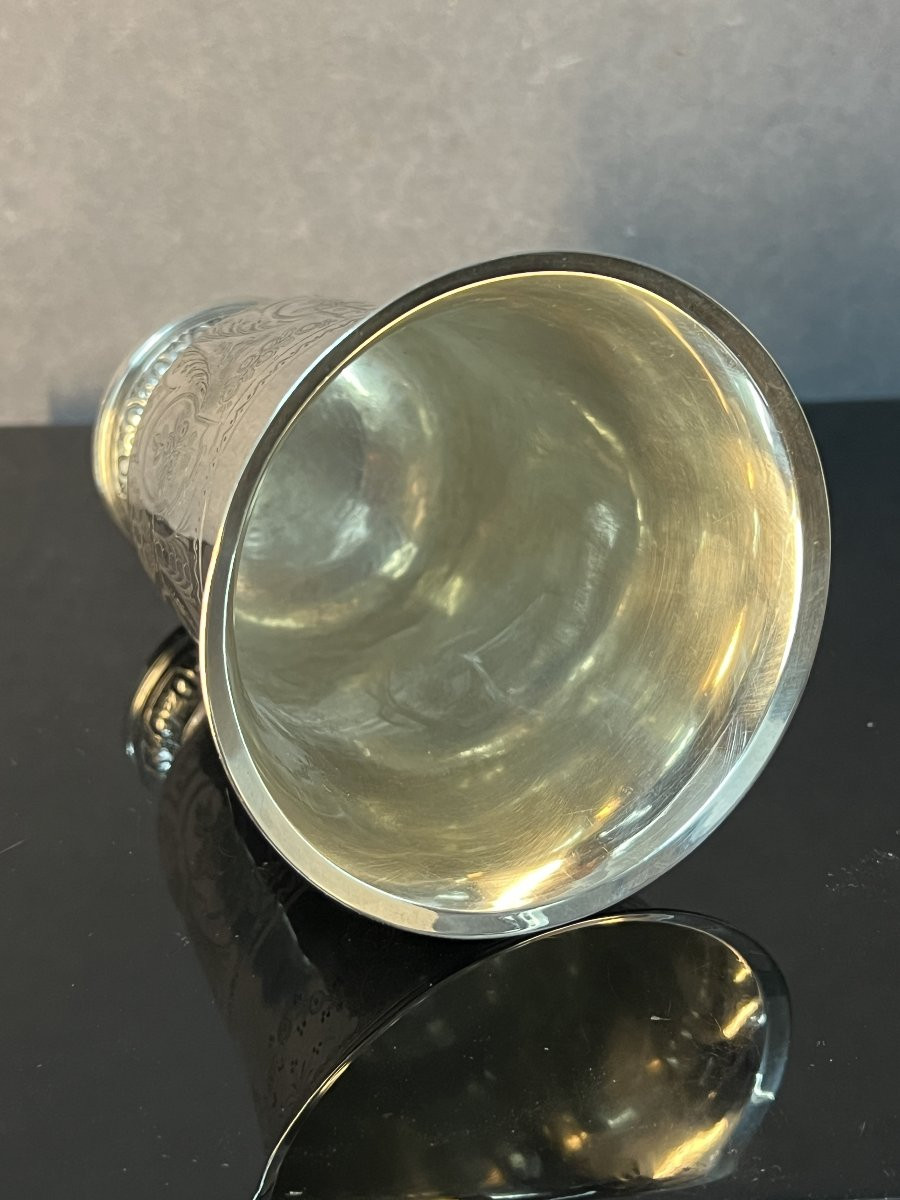 18th-century Solid Silver Pedestal Cup, Rooster, Paris, Silversmith Belin, Height 12 Cm, Weight 136 Grams-photo-5