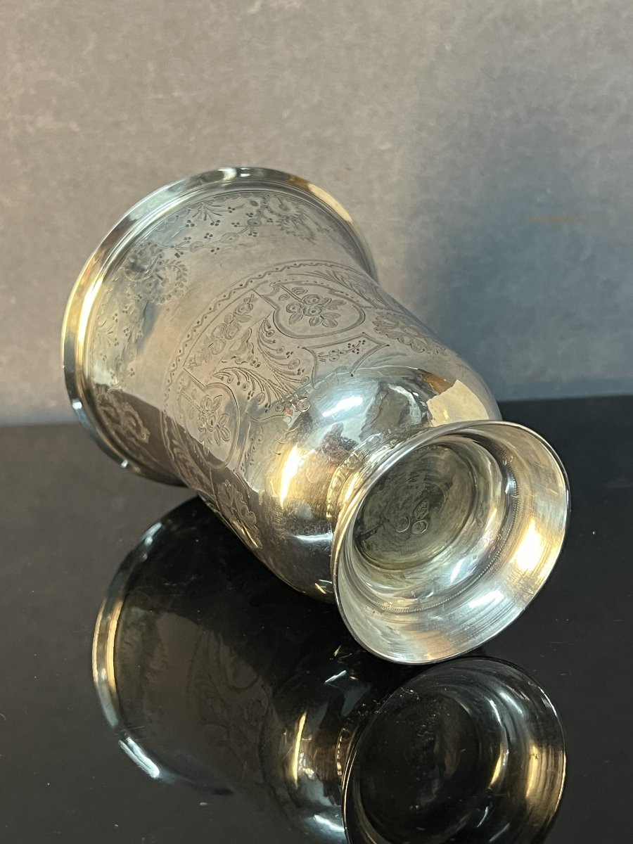 18th-century Solid Silver Pedestal Cup, Rooster, Paris, Silversmith Belin, Height 12 Cm, Weight 136 Grams-photo-6