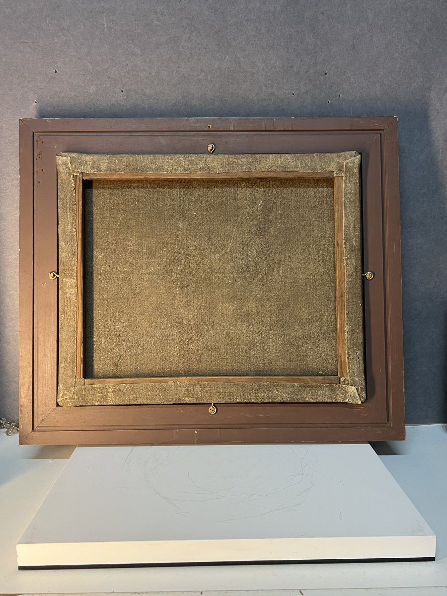 tableau peinture à l’huile sur toile d’une grande finesse, portrait d'un homme de profil, XIXe-photo-8