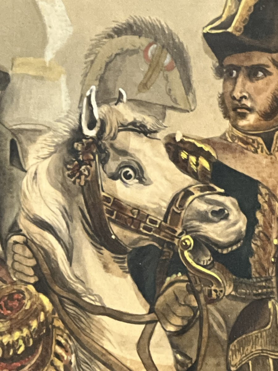 Gouache ancienne représentant la bataille de Waterloo, dans un encadrement époque restauration-photo-6